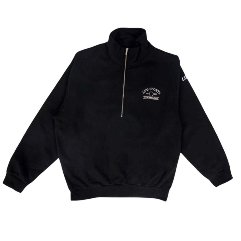LUG Sports Athletic Club Half Zip Pullover Sweatshirt Black Size L